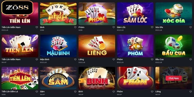 Game bài ZO88 1 Giới thiệu về sảnh game bài ZO88